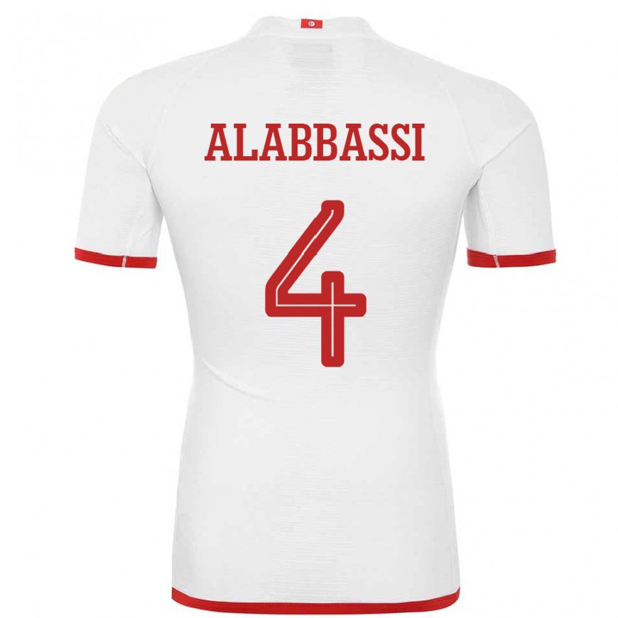 Kandiny Mujer Camiseta Túnez Chaima Alabbassi #4 Blanco 2ª Equipación 22-24 La Camisa Chile