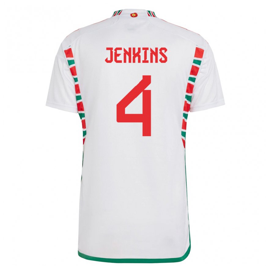 Kandiny Mujer Camiseta Gales Shaunna Jenkins #4 Blanco 2ª Equipación 22-24 La Camisa Chile