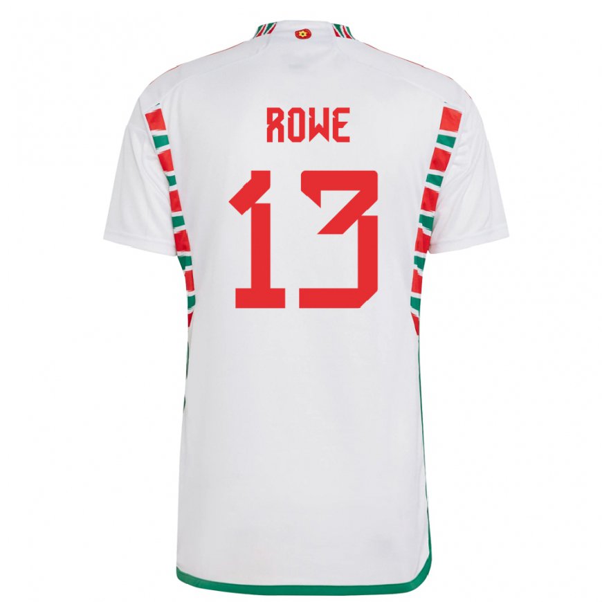 Kandiny Mujer Camiseta Gales Rachel Rowe #13 Blanco 2ª Equipación 22-24 La Camisa Chile
