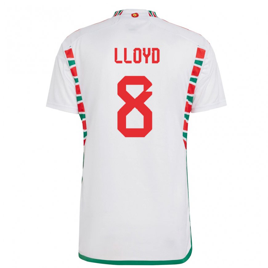 Kandiny Mujer Camiseta Gales Ben Lloyd #8 Blanco 2ª Equipación 22-24 La Camisa Chile