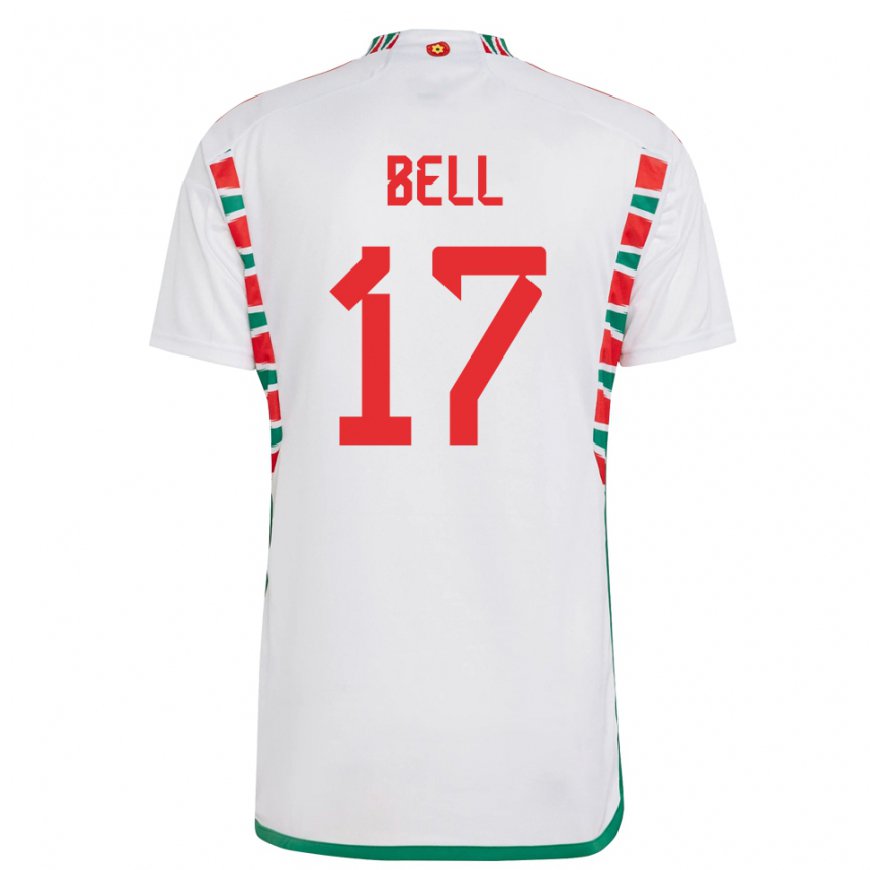 Kandiny Mujer Camiseta Gales Zac Bell #17 Blanco 2ª Equipación 22-24 La Camisa Chile