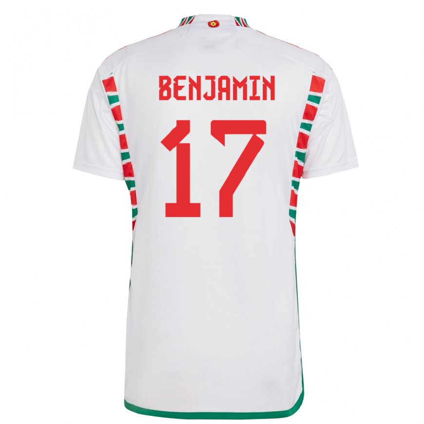 Kandiny Mujer Camiseta Gales Omari Benjamin #17 Blanco 2ª Equipación 22-24 La Camisa Chile