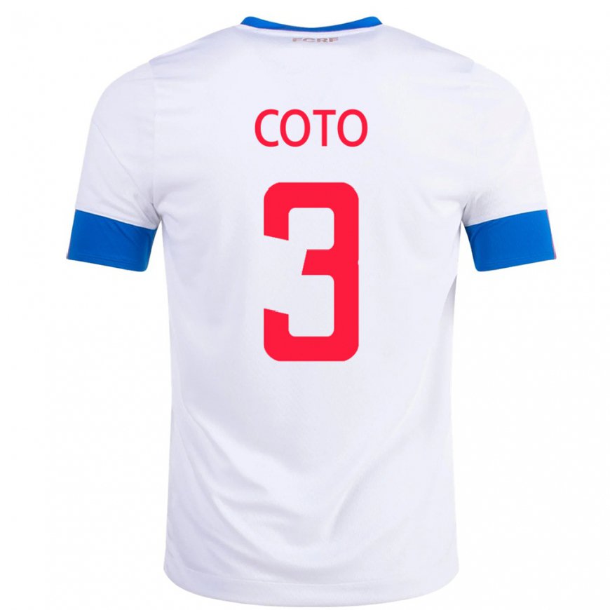 Kandiny Mujer Camiseta Costa Rica Maria Coto #3 Blanco 2ª Equipación 22-24 La Camisa Chile