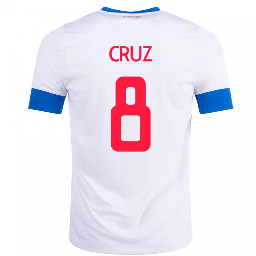 Kandiny Mujer Camiseta Costa Rica Daniela Cruz #8 Blanco 2ª Equipación 22-24 La Camisa Chile