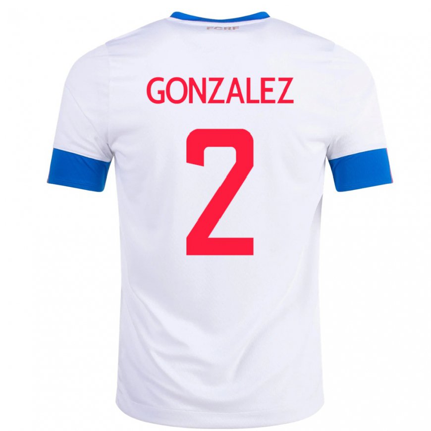Kandiny Mujer Camiseta Costa Rica Julian Gonzalez #2 Blanco 2ª Equipación 22-24 La Camisa Chile