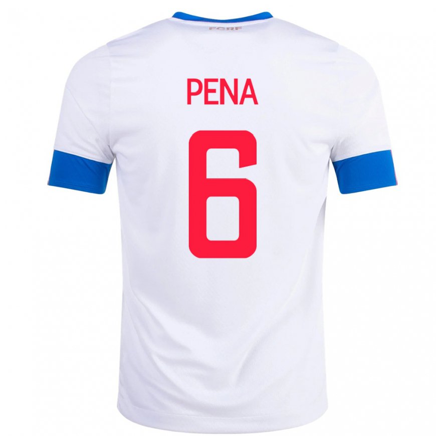 Kandiny Mujer Camiseta Costa Rica Ricardo Pena #6 Blanco 2ª Equipación 22-24 La Camisa Chile