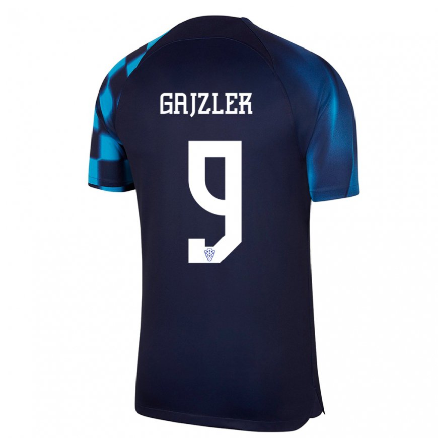 Kandiny Mujer Camiseta Croacia Niko Gajzler #9 Azul Oscuro 2ª Equipación 22-24 La Camisa Chile