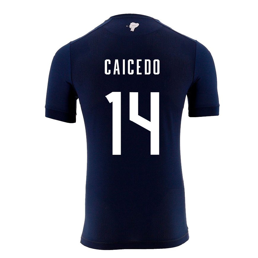 Kandiny Mujer Camiseta Ecuador Carina Caicedo #14 Azul Marino 2ª Equipación 22-24 La Camisa Chile