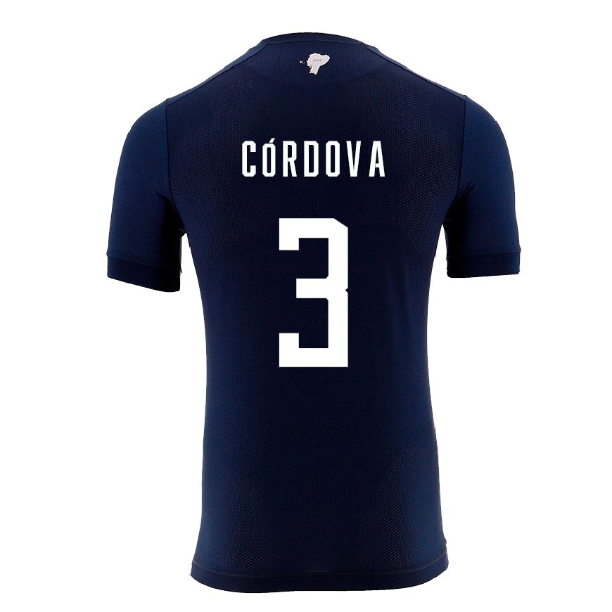 Kandiny Mujer Camiseta Ecuador Luis Cordova #3 Azul Marino 2ª Equipación 22-24 La Camisa Chile