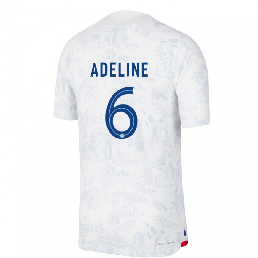 Kandiny Mujer Camiseta Francia Martin Adeline #6 Blanco Azul 2ª Equipación 22-24 La Camisa Chile