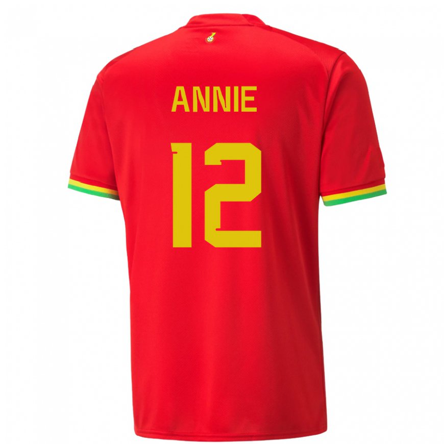 Kandiny Mujer Camiseta Ghana Henrietta Annie #12 Rojo 2ª Equipación 22-24 La Camisa Chile