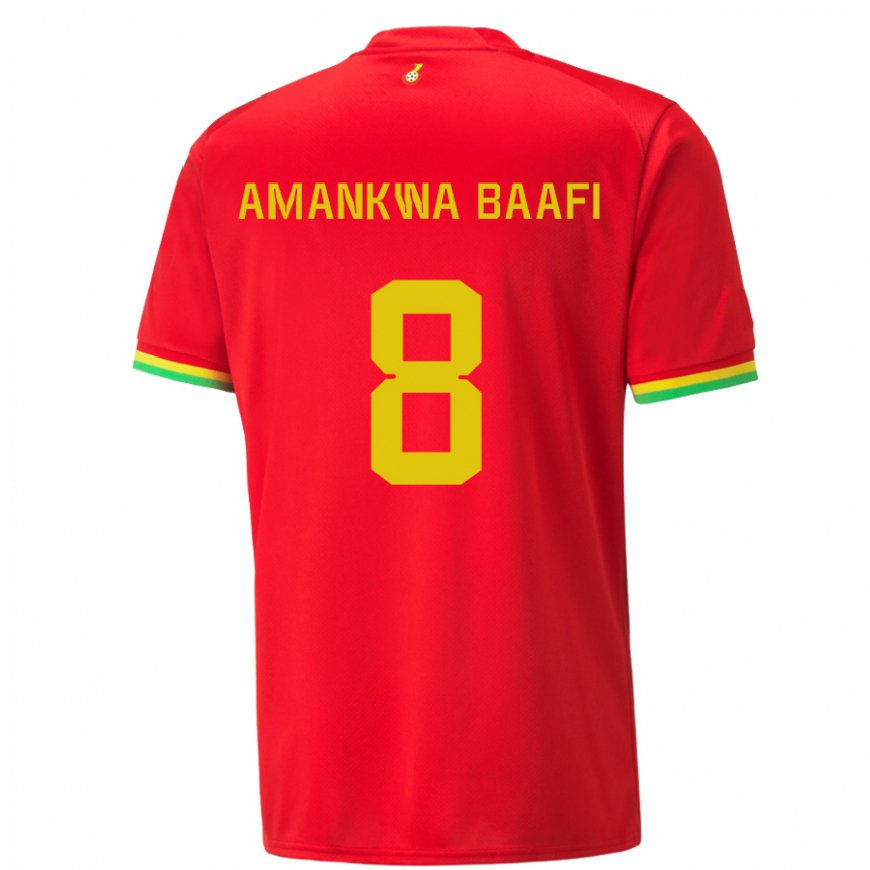Kandiny Mujer Camiseta Ghana Yaw Amankwa Baafi #8 Rojo 2ª Equipación 22-24 La Camisa Chile