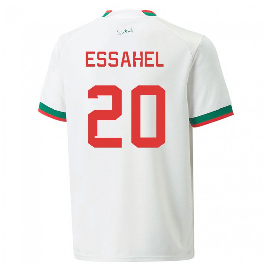 Kandiny Mujer Camiseta Marruecos Mohammed Amine Essahel #20 Blanco 2ª Equipación 22-24 La Camisa Chile