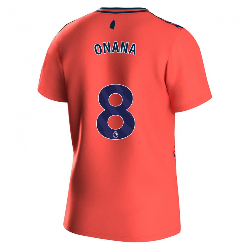 Kandiny Niño Camiseta Amadou Onana #8 Coralino 2ª Equipación 2023/24 La Camisa Chile