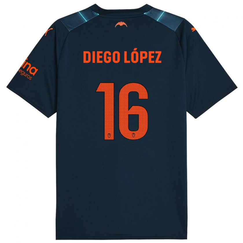 Kandiny Niño Camiseta Diego López #16 Azul Marino 2ª Equipación 2023/24 La Camisa Chile
