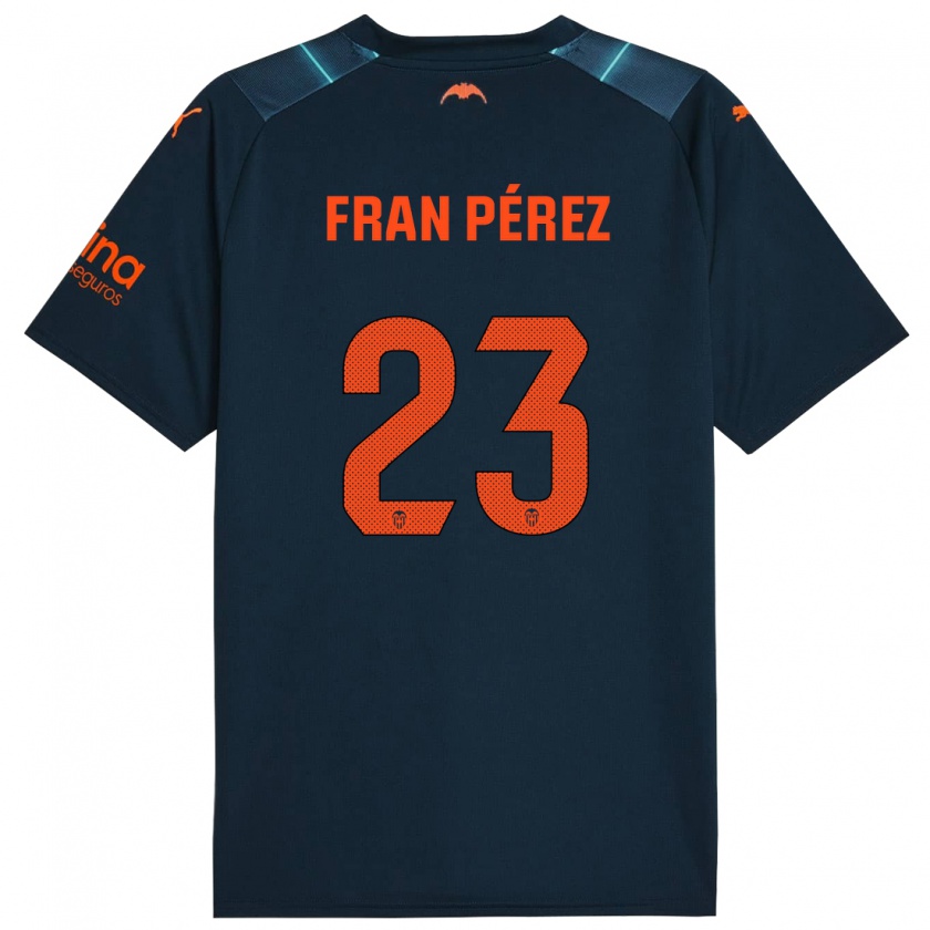 Kandiny Niño Camiseta Fran Pérez #23 Azul Marino 2ª Equipación 2023/24 La Camisa Chile