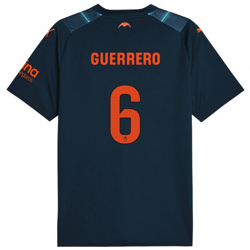 Kandiny Niño Camiseta Paula Guerrero #6 Azul Marino 2ª Equipación 2023/24 La Camisa Chile
