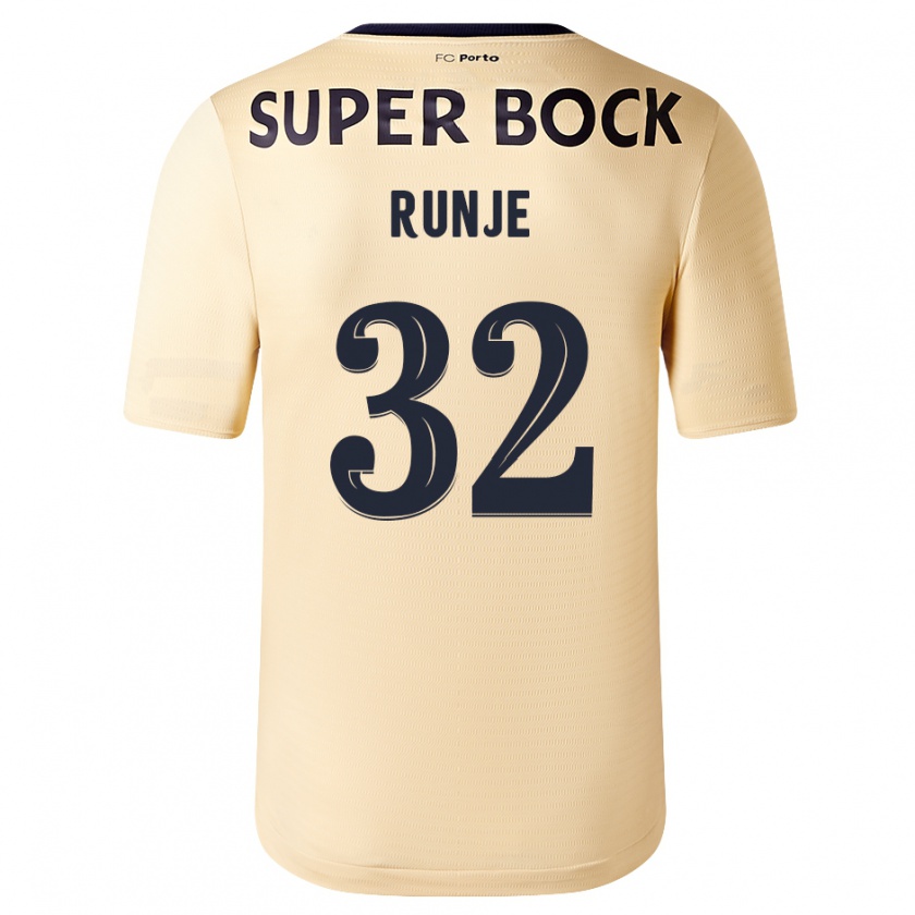 Kandiny Niño Camiseta Roko Runje #32 Beige-Dorado 2ª Equipación 2023/24 La Camisa Chile