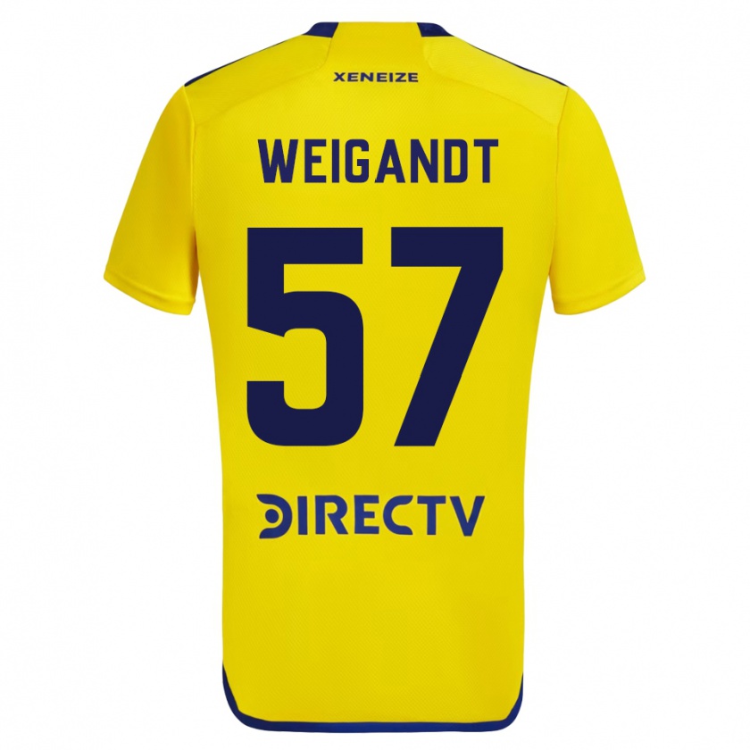 Kandiny Niño Camiseta Marcelo Weigandt #57 Amarillo 2ª Equipación 2023/24 La Camisa Chile