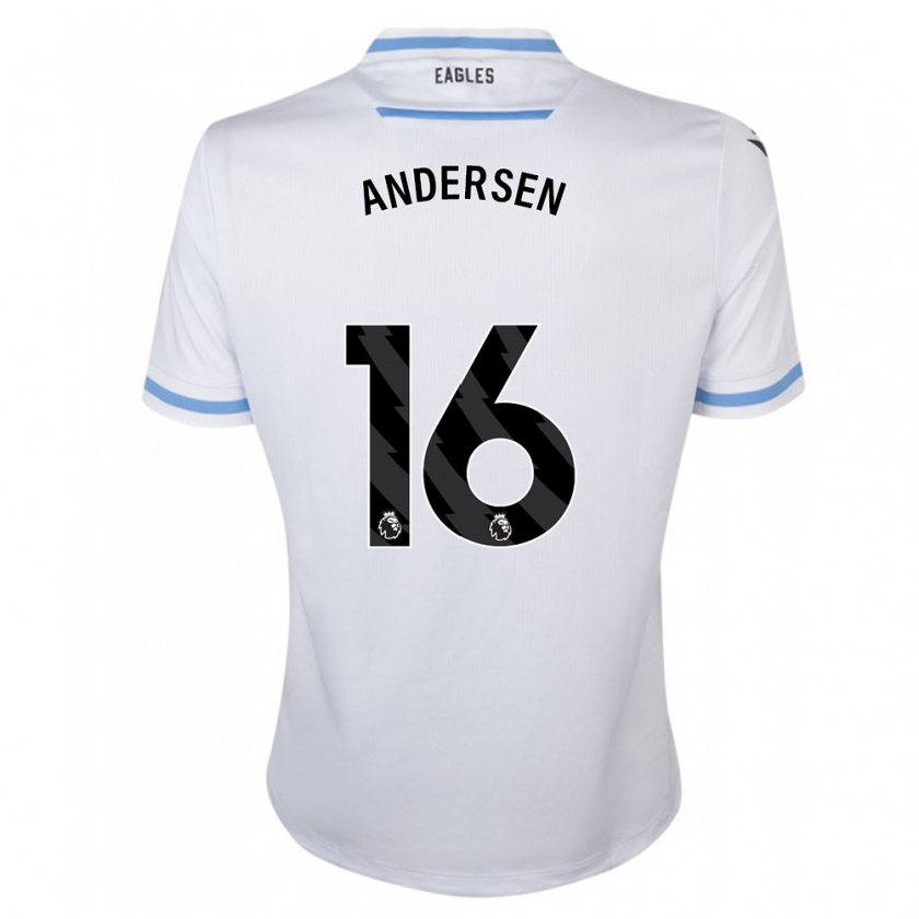 Kandiny Hombre Camiseta Joachim Andersen #16 Blanco 2ª Equipación 2023/24 La Camisa Chile