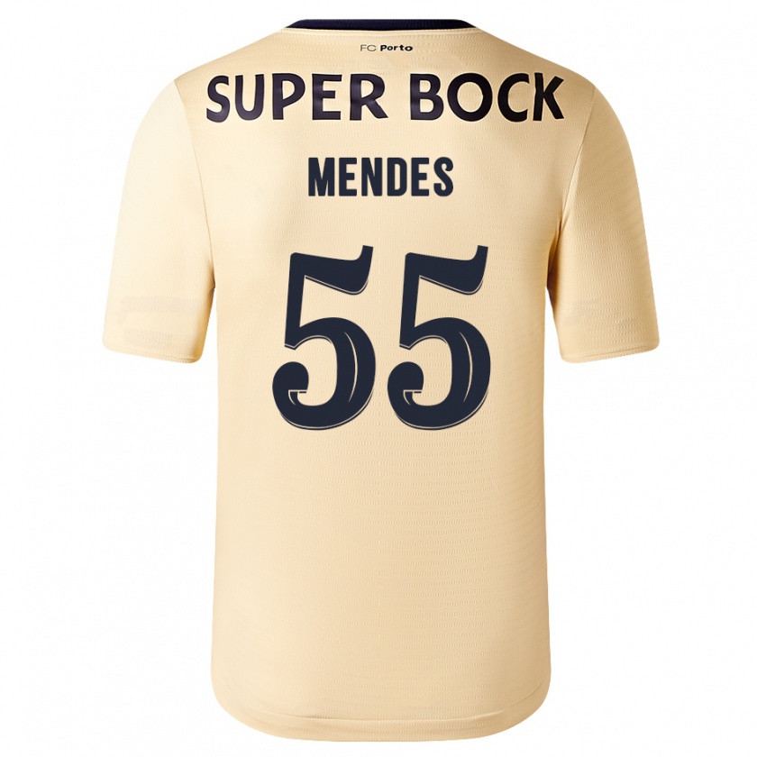Kandiny Hombre Camiseta João Mendes #55 Beige-Dorado 2ª Equipación 2023/24 La Camisa Chile