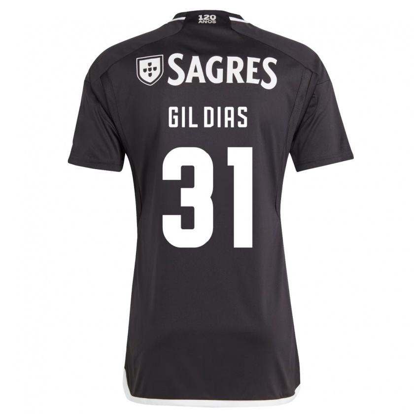 Kandiny Hombre Camiseta Gil Dias #31 Negro 2ª Equipación 2023/24 La Camisa Chile