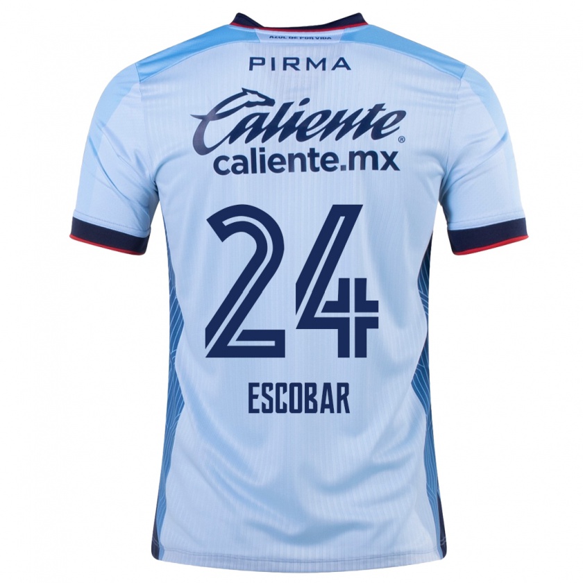 Kandiny Hombre Camiseta Juan Escobar #24 Cielo Azul 2ª Equipación 2023/24 La Camisa Chile