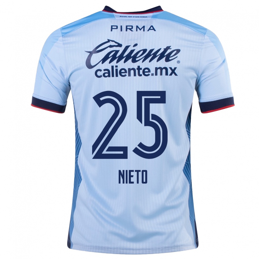 Kandiny Hombre Camiseta Natsidieli Nieto #25 Cielo Azul 2ª Equipación 2023/24 La Camisa Chile