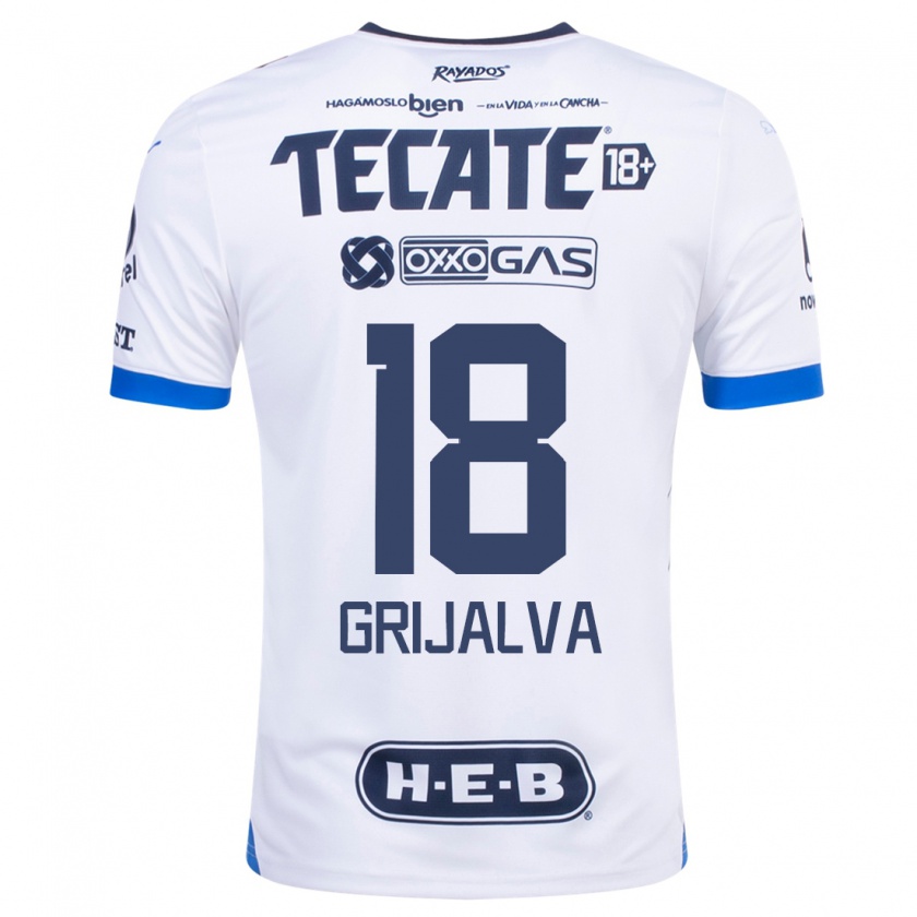 Kandiny Hombre Camiseta Áxel Grijalva #18 Blanco 2ª Equipación 2023/24 La Camisa Chile