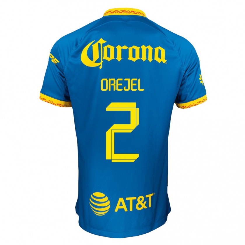 Kandiny Hombre Camiseta Jocelyn Orejel #2 Azul 2ª Equipación 2023/24 La Camisa Chile