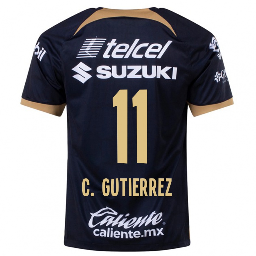 Kandiny Hombre Camiseta Carlos Gutiérrez #11 Azul Oscuro 2ª Equipación 2023/24 La Camisa Chile