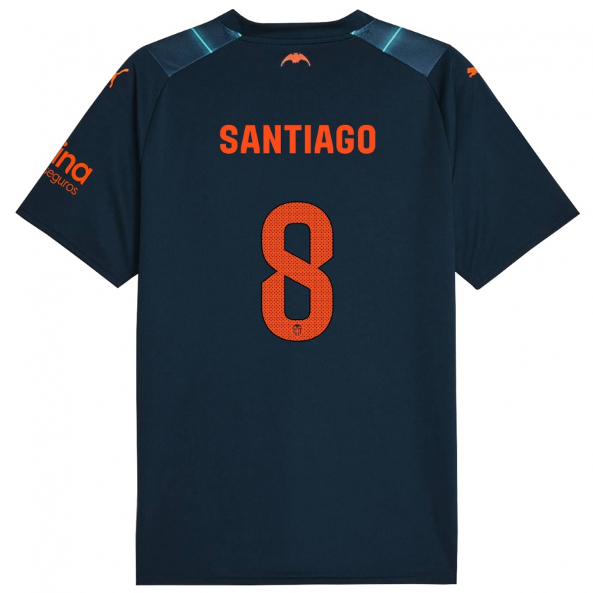 Kandiny Mujer Camiseta Yellu Santiago #8 Azul Marino 2ª Equipación 2023/24 La Camisa Chile