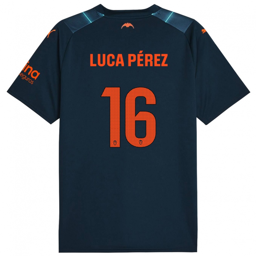 Kandiny Mujer Camiseta Simón Luca Pérez #16 Azul Marino 2ª Equipación 2023/24 La Camisa Chile