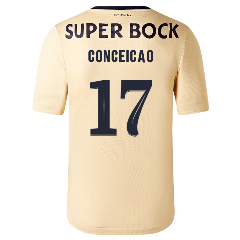 Kandiny Mujer Camiseta Rodrigo Conceicao #17 Beige-Dorado 2ª Equipación 2023/24 La Camisa Chile