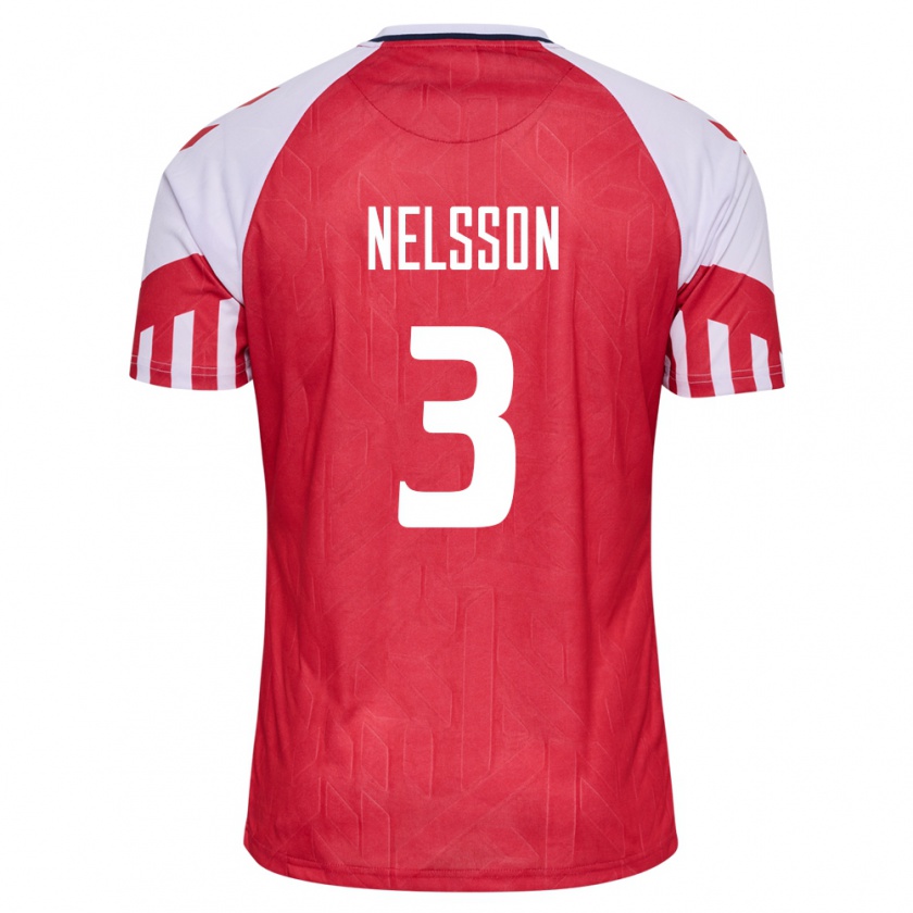 Kandiny Niño Camiseta Dinamarca Victor Nelsson #3 Rojo 1ª Equipación 24-26 La Camisa Chile