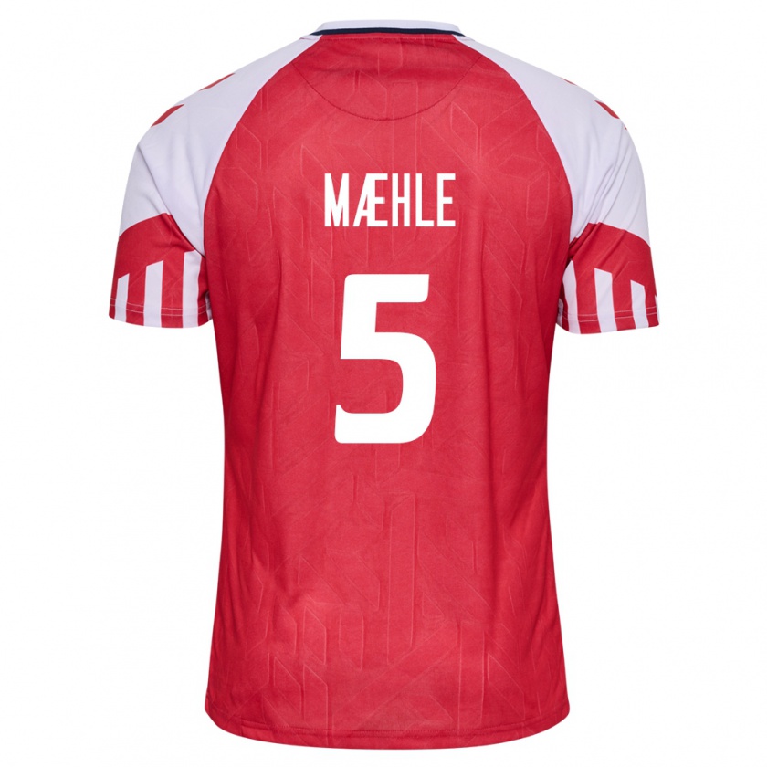 Kandiny Niño Camiseta Dinamarca Joakim Maehle #5 Rojo 1ª Equipación 24-26 La Camisa Chile