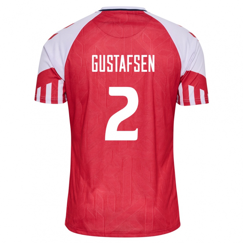 Kandiny Niño Camiseta Dinamarca Victor Gustafsen #2 Rojo 1ª Equipación 24-26 La Camisa Chile