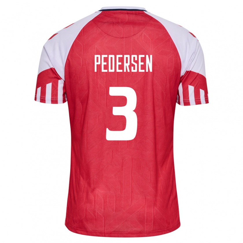Kandiny Niño Camiseta Dinamarca Stine Ballisager Pedersen #3 Rojo 1ª Equipación 24-26 La Camisa Chile