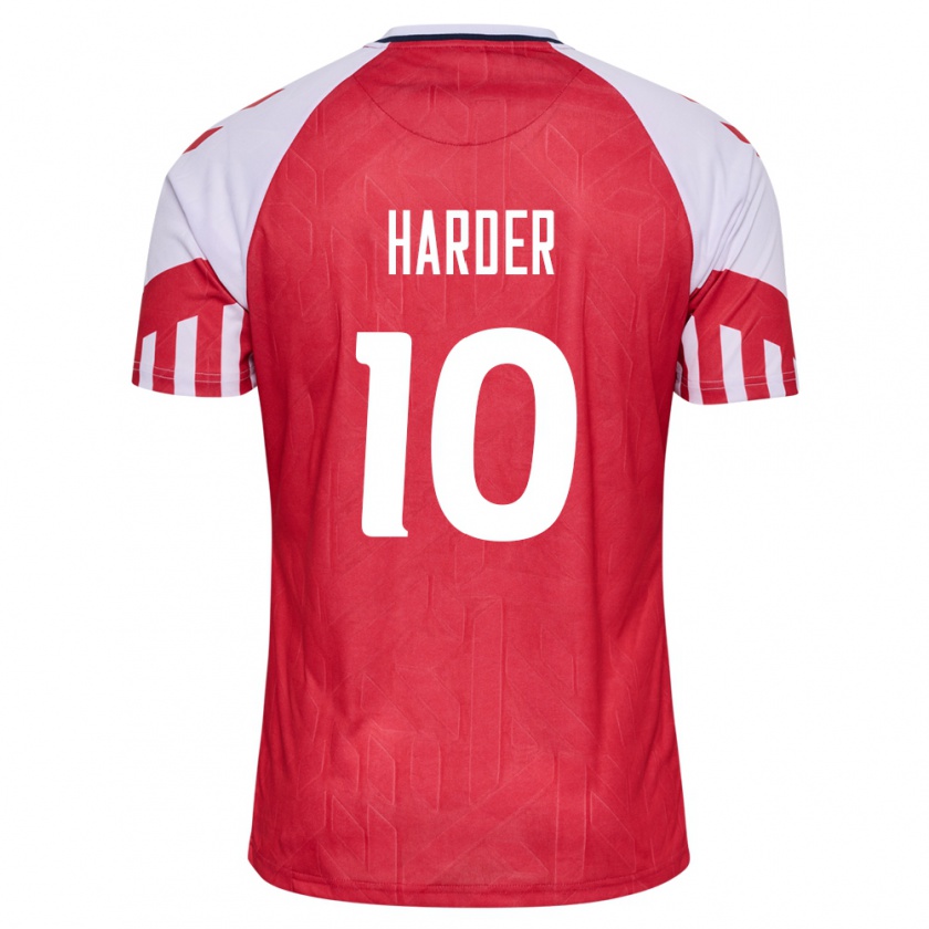 Kandiny Niño Camiseta Dinamarca Pernille Harder #10 Rojo 1ª Equipación 24-26 La Camisa Chile