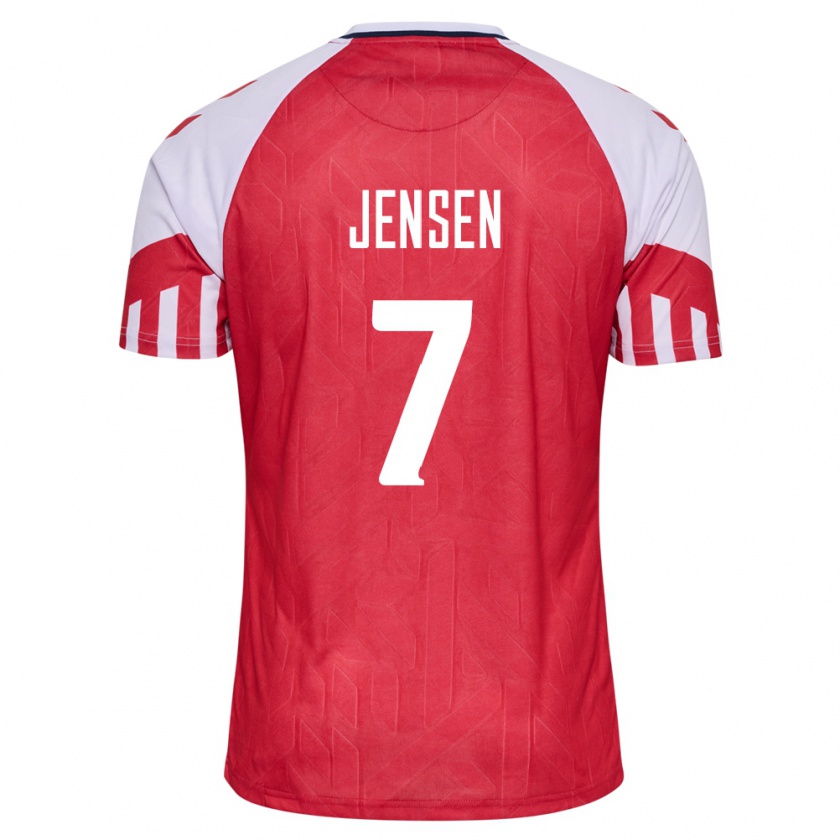 Kandiny Niño Camiseta Dinamarca Victor Jensen #7 Rojo 1ª Equipación 24-26 La Camisa Chile