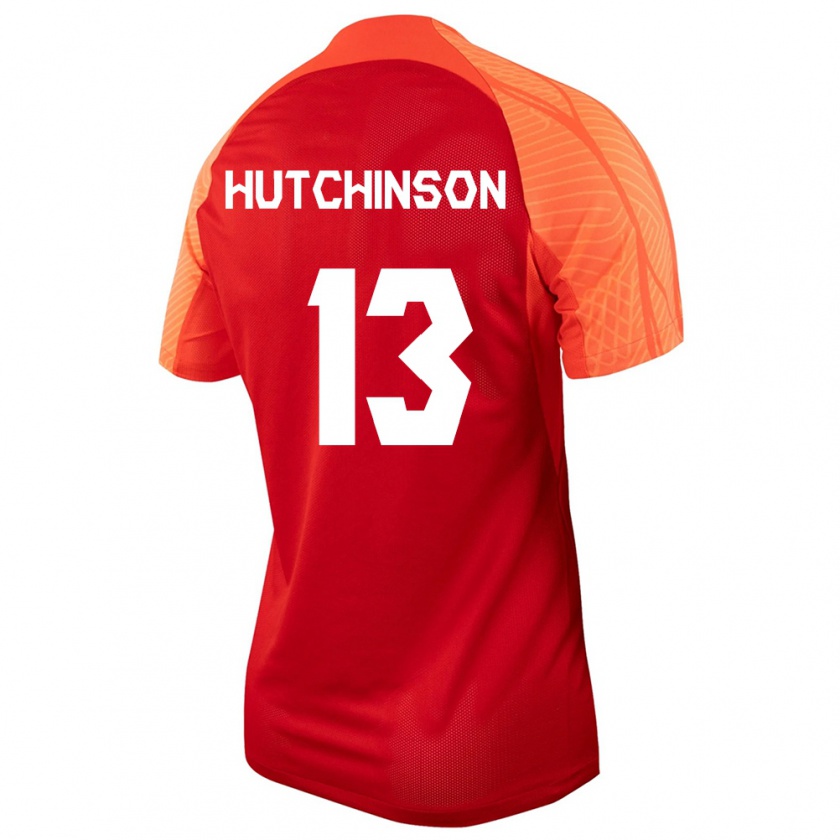 Kandiny Niño Camiseta Canadá Atiba Hutchinson #13 Naranja 1ª Equipación 24-26 La Camisa Chile