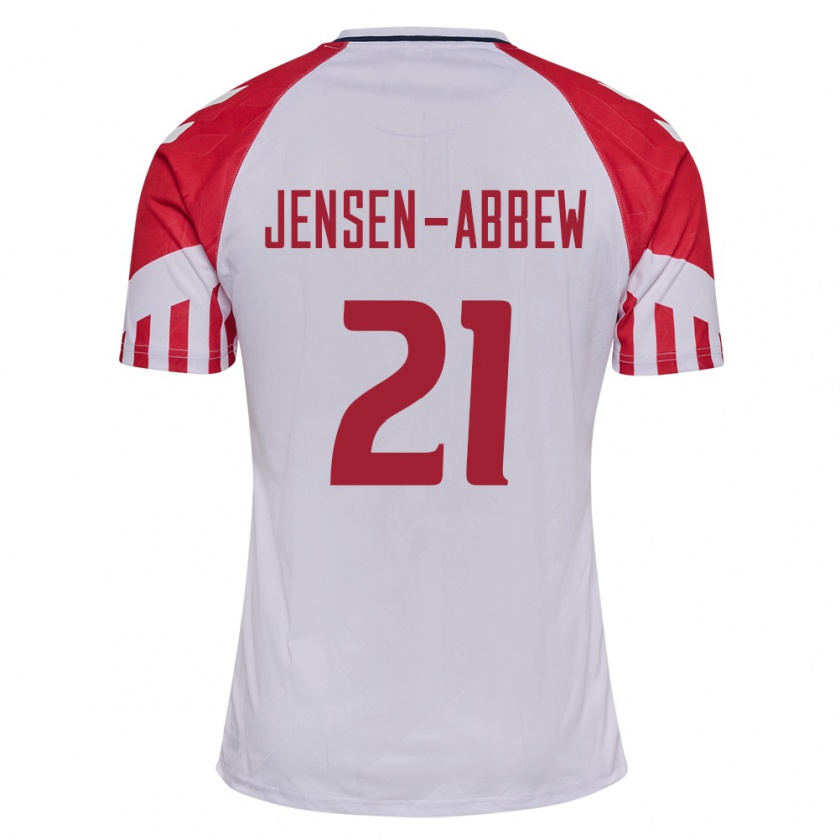 Kandiny Niño Camiseta Dinamarca Jonas Jensen-Abbew #21 Blanco 2ª Equipación 24-26 La Camisa Chile