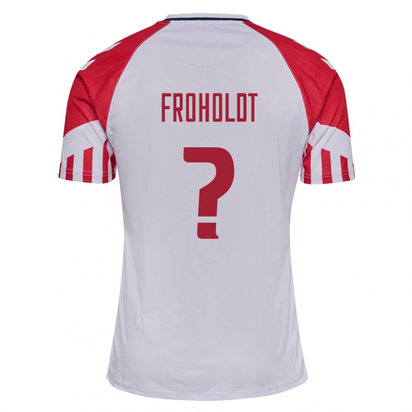 Kandiny Niño Camiseta Dinamarca Victor Froholdt #0 Blanco 2ª Equipación 24-26 La Camisa Chile