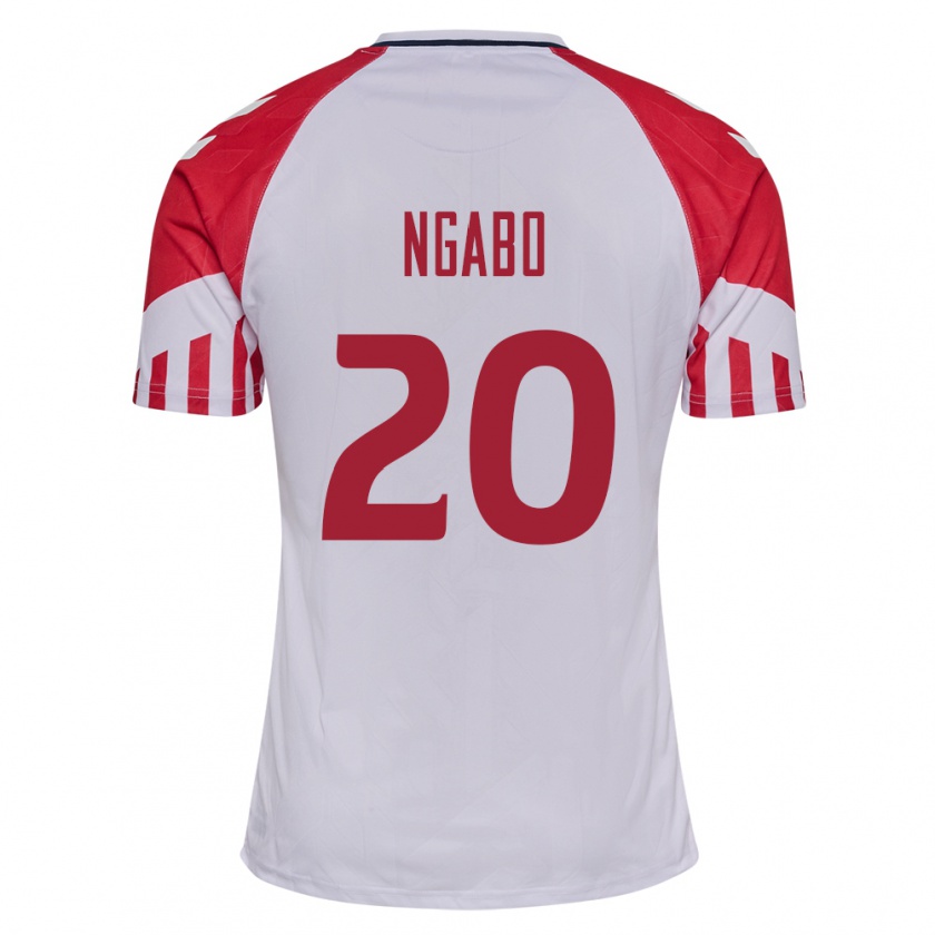 Kandiny Niño Camiseta Dinamarca Sanders Ngabo #20 Blanco 2ª Equipación 24-26 La Camisa Chile