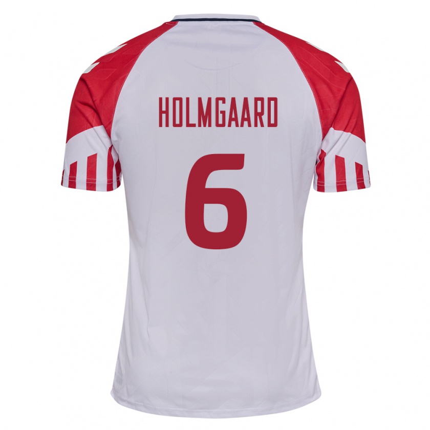 Kandiny Niño Camiseta Dinamarca Karen Holmgaard #6 Blanco 2ª Equipación 24-26 La Camisa Chile