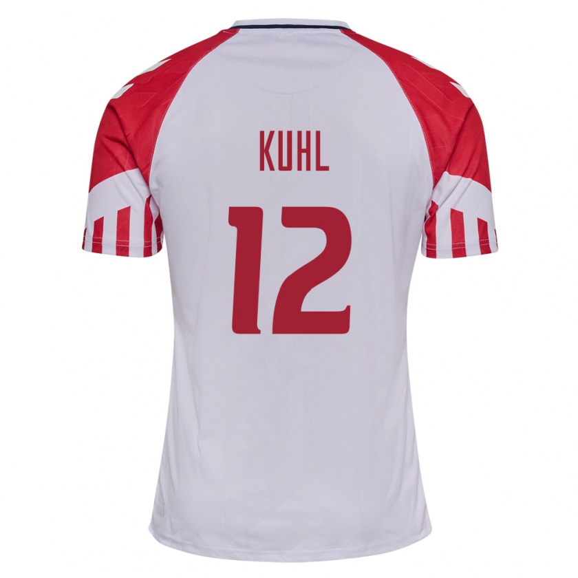 Kandiny Niño Camiseta Dinamarca Kathrine Kühl #12 Blanco 2ª Equipación 24-26 La Camisa Chile