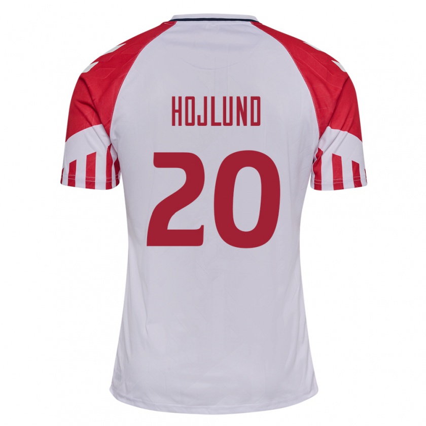 Kandiny Niño Camiseta Dinamarca Rasmus Hojlund #20 Blanco 2ª Equipación 24-26 La Camisa Chile