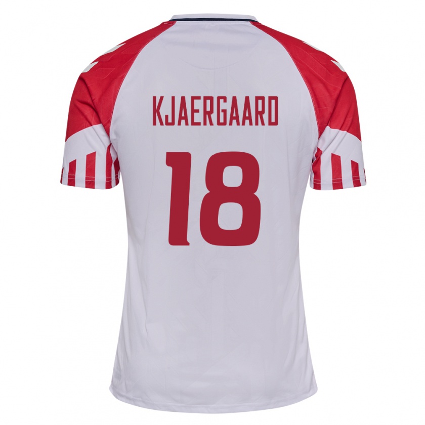 Kandiny Niño Camiseta Dinamarca Maurits Kjaergaard #18 Blanco 2ª Equipación 24-26 La Camisa Chile