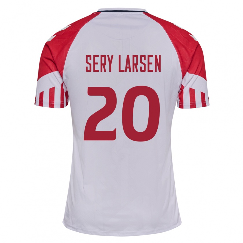 Kandiny Niño Camiseta Dinamarca Japhet Sery Larsen #20 Blanco 2ª Equipación 24-26 La Camisa Chile