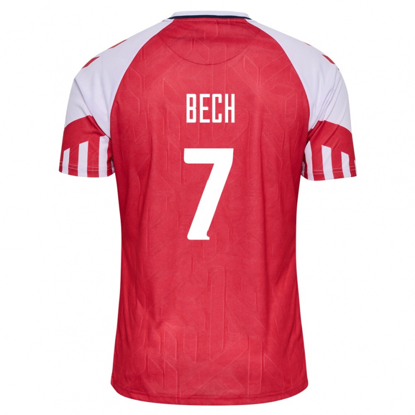 Kandiny Hombre Camiseta Dinamarca Tobias Bech #7 Rojo 1ª Equipación 24-26 La Camisa Chile